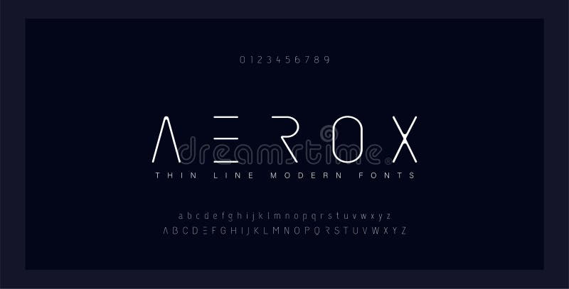 Abstract thin line font alphabet. Minimal modern fonts and numbers. Typography typeface uppercase lowercase and number. vector stock illustration