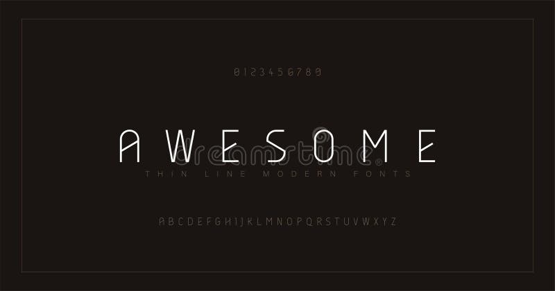 Abstract thin line font alphabet. Minimal modern fonts and numbers. Typography typeface uppercase and number. vector illustration royalty free illustration