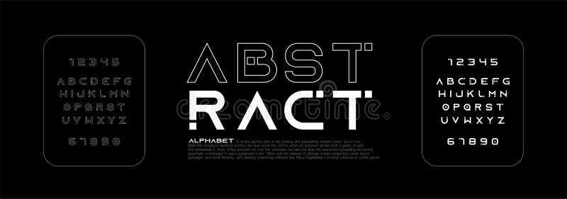 Abstract thin line font minimal alphabet. modern fonts and numbers. Typography urban typeface uppercase and number. vector royalty free illustration