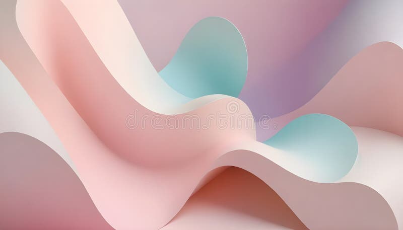 Design abstract tridimensional cu curbe de ondulare ușoară în nuanțe de alb roz și teal, creând un stock illustration