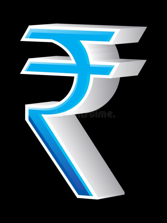 Abstract three dimensional rupee icon stock illustration