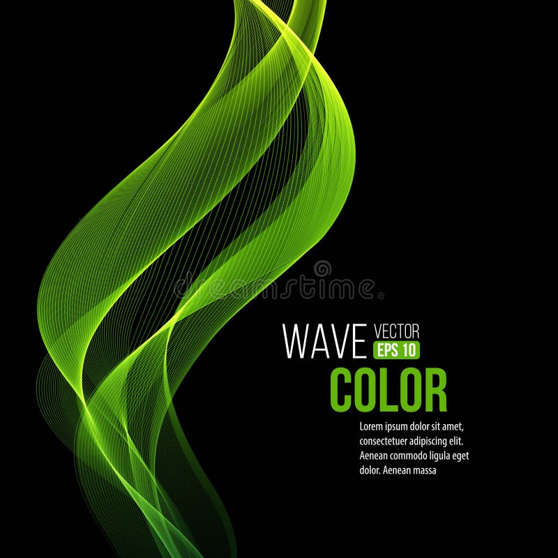 Abstract transparent green waves on black