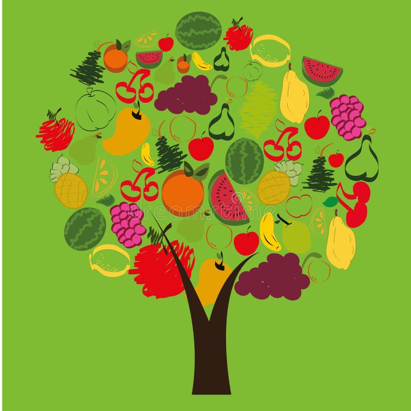 Abstract tree of fruits stock vector. Illustration of apple 31477779