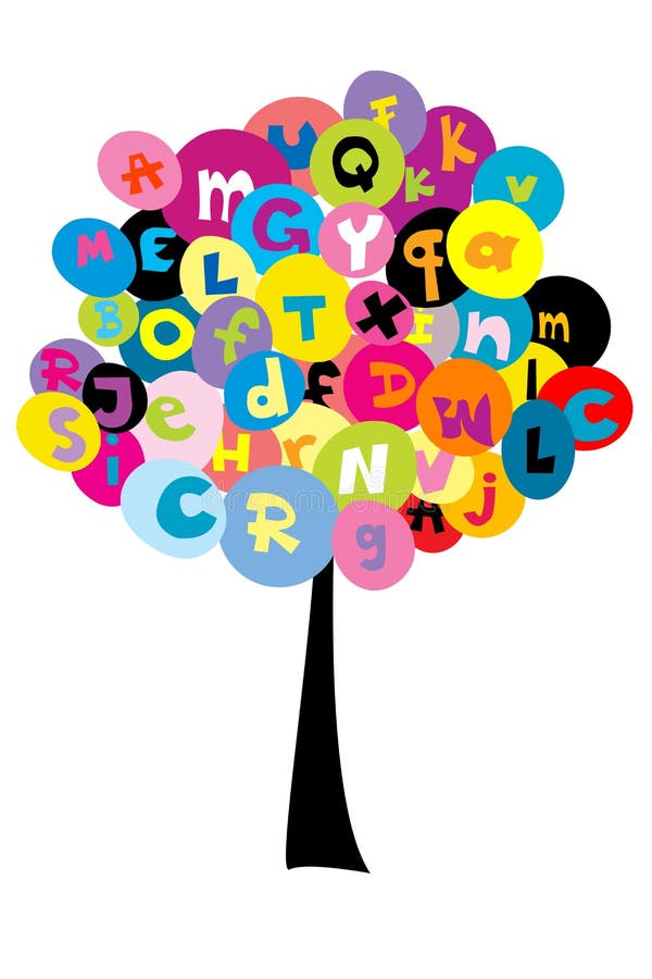 Abstract tree with the letters of alphabet