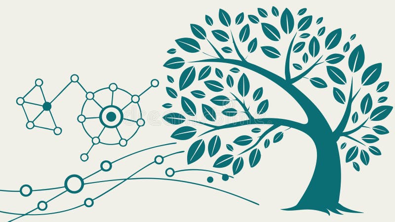 Abstract Tree med Geometric Network vetor design Generativ AI vektor illustrationer