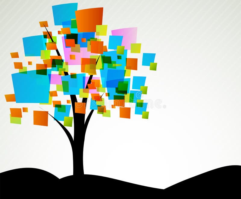 Abstract tree with square royalty free illustration