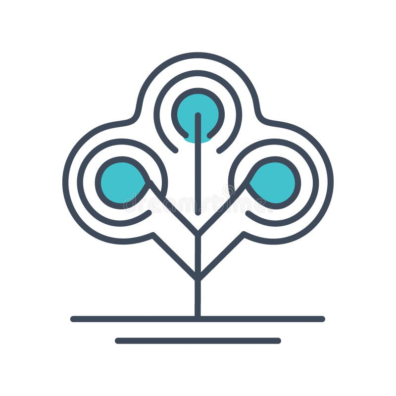 Abstract tree with three branches and circles. This abstract image features a tree with three branches, each ending in a circle. vector illustration