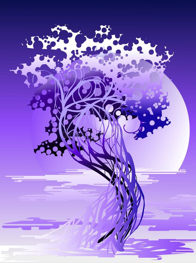 Abstract tree in the violet light