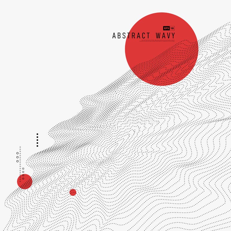 Abstract trendy red circle array dynamic with black particles decoration background. illustration vector eps10 vector illustration