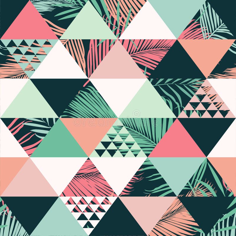 Abstract trendy seamless pattern, illustrated floral vector tropical leaves. Wallpaper print background. vector illustration