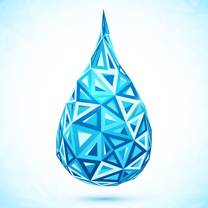 Abstract triangles blue vector water drop