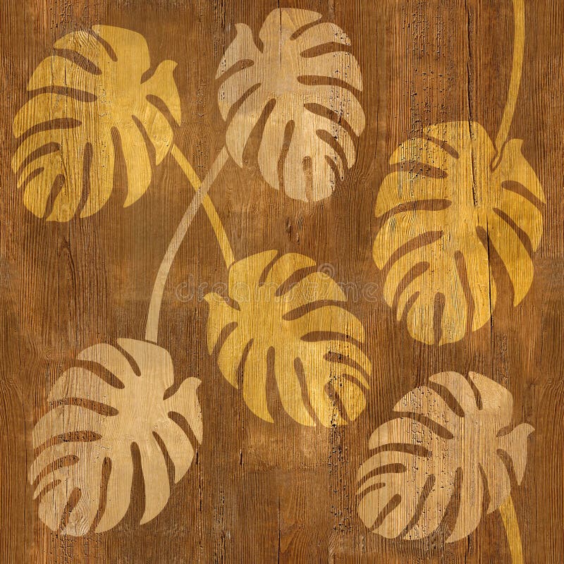 Abstract Tropical Jungle Seamless Background Wood Texture Stock