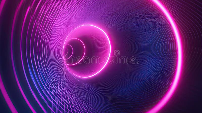 Abstract neon light tunnel creating futuristic portal background royalty free illustration