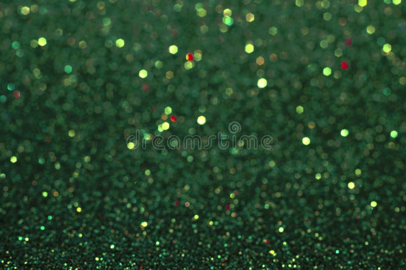 Abstract Green Bokeh Glitter on Nature Background Stock Photo Image