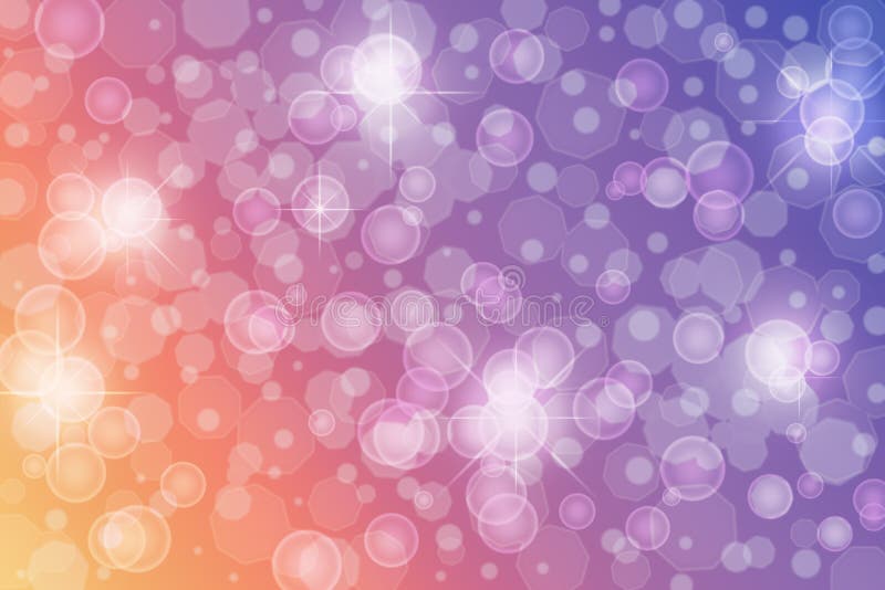 Abstract Twinkle Stars, Lights, Sparkles and Bubbles in Blue, Purple, Violet and Orange Background royalty free stock photo