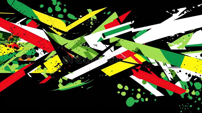 Abstract urban graffiti art; vibrant colors, sharp lines, black background; design element royalty free stock photos