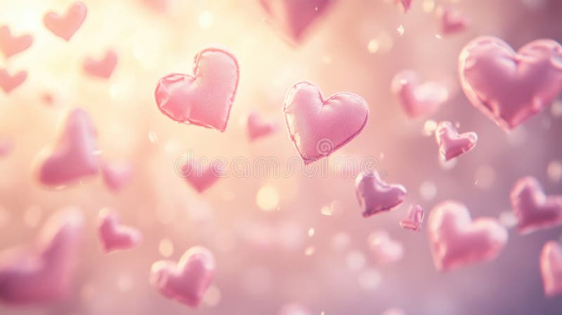Abstract valentine soft pink hearts and pastel bokeh on a sparkling background a love romantic and celebratory mood vector illustration