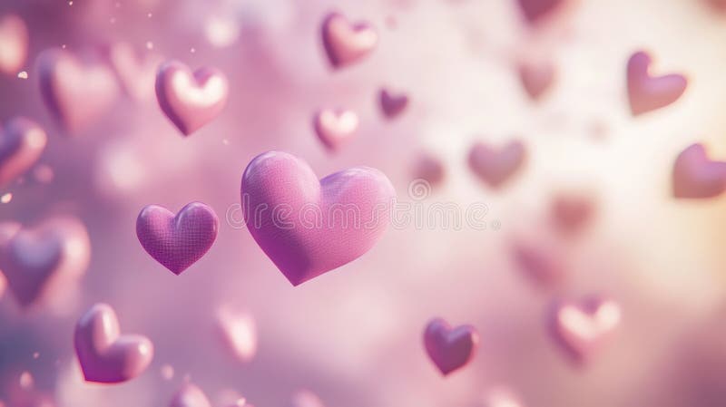 Abstract valentine soft pink hearts and pastel bokeh on a sparkling background a love romantic and celebratory mood stock illustration