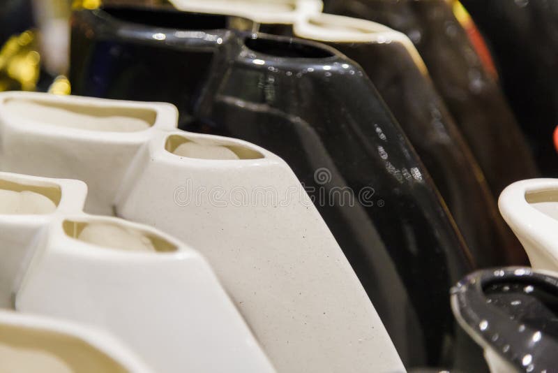 Abstract Vases in Black and White, Background of Vases. Stock Photo