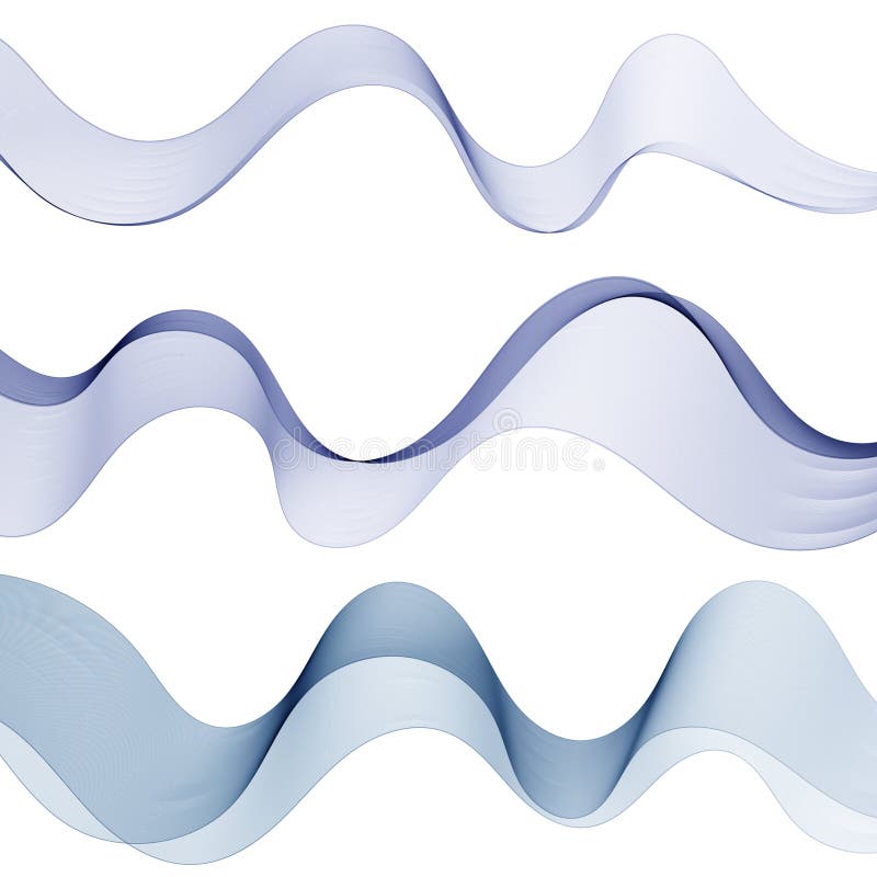 Abstract vector background. Design element - colored waves. Set of curved lines isolated on white background. Set with blue waves royalty free illustration
