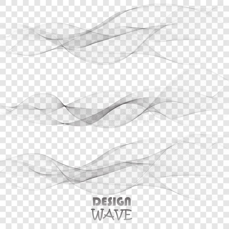 Abstract vector background, transparent wavy lines for brochure, website, flyer design. Set of gray waves. vector illustration