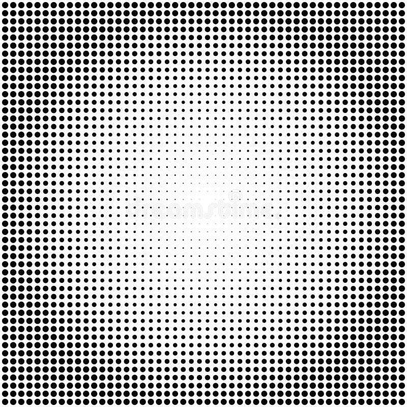 Abstract vector black and white dotted halftone background.