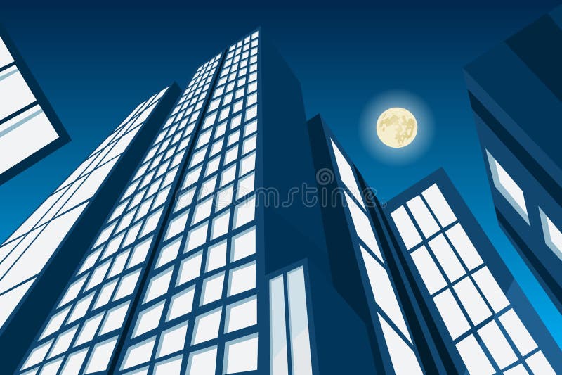 Abstract vector city by night vector illustration