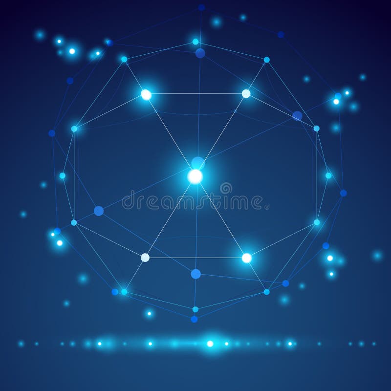 Abstract vector 3D wireframe object. vector illustration