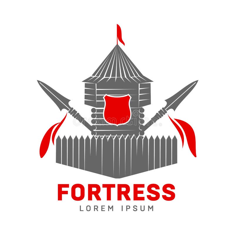 Abstract vector fortress label.