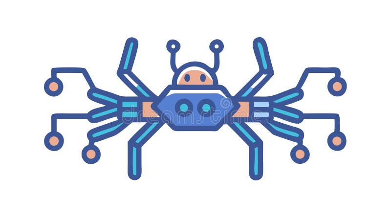 Abstract mechanical spider, network connectivity, futuristic tech, vector design Generative AI vector illustration