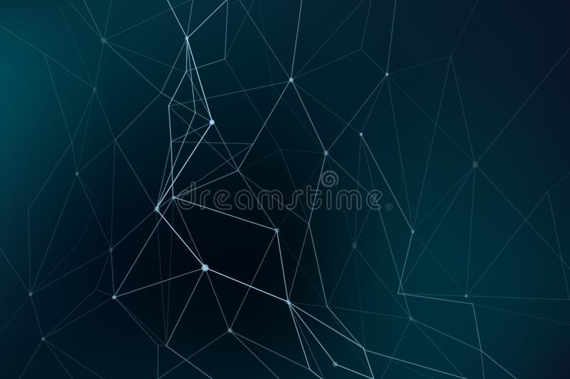 Abstract vector illustration with network themed connected dots with lines and polygonal shapes on dark bakcground royalty free illustration Abstract vector illustration with network themed connected dots with lines and polygonal shapes on dark bakcground royalty free illustration