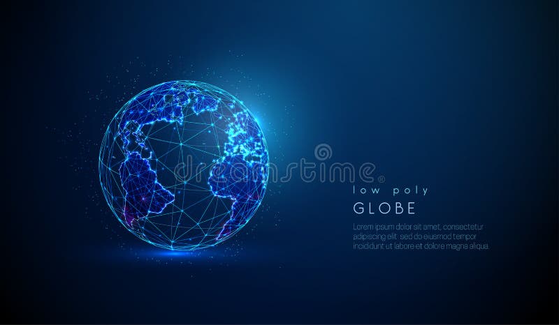 Abstract vector low poly earth globe concept. stock illustration