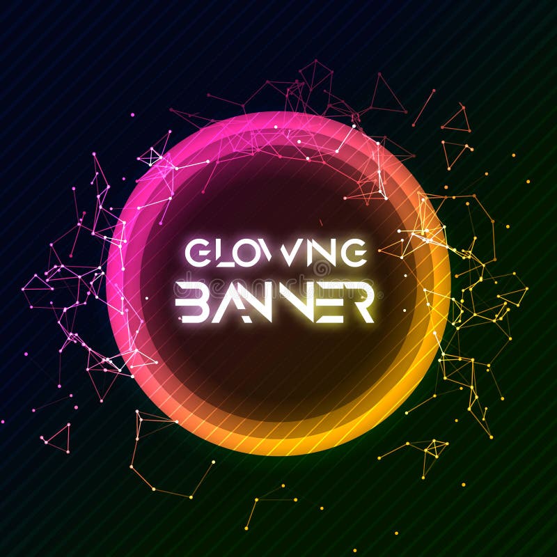 Abstract vector round banner. Glowing circle shining shape. Creative banner design vector illustration