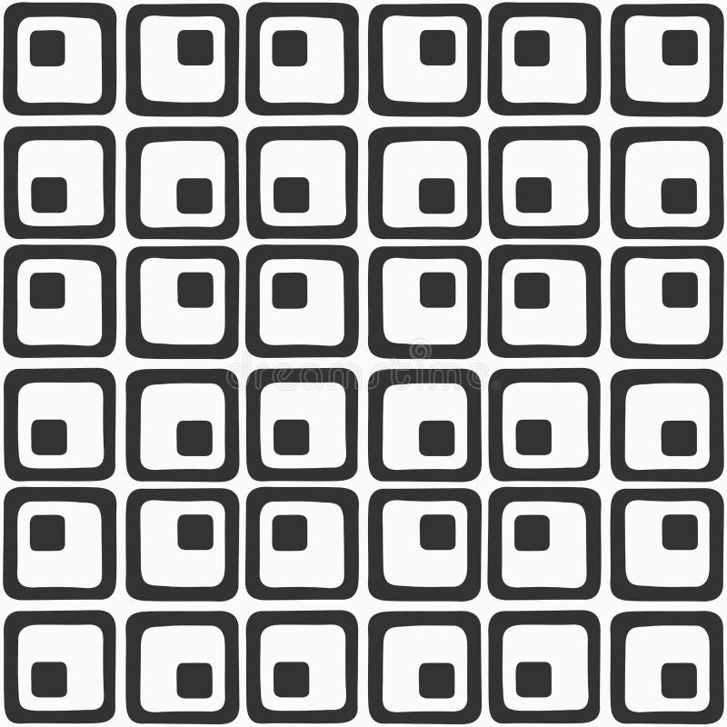 Abstract vector seamless handdrawn pattern. Squares with rounded corners vector illustration