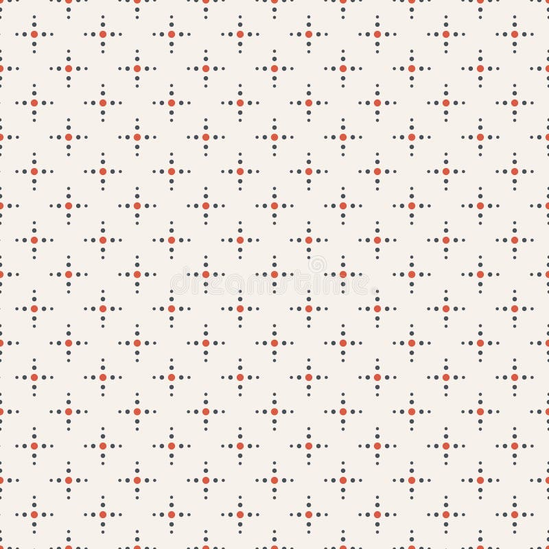 Abstract vector seamless minimalistic pattern. Regularly repeating crosses made of dots. vector illustration