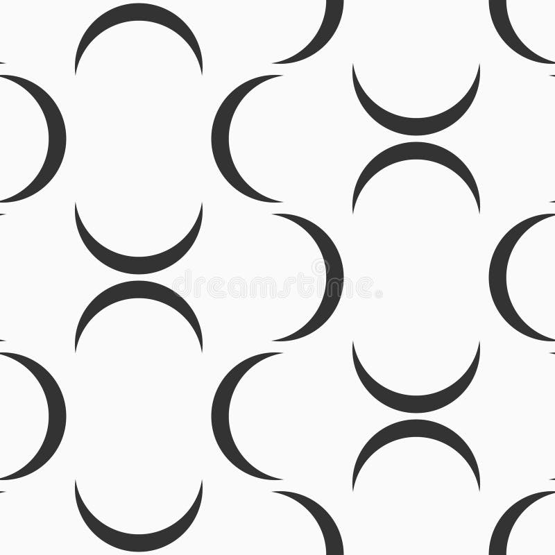 Abstract vector seamless pattern with crescents. Geometric shapes pattern stock illustration