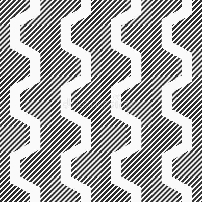 Abstract vector seamless pattern. Hexagonal zigzag geometric pattern with diagonal stripes royalty free illustration