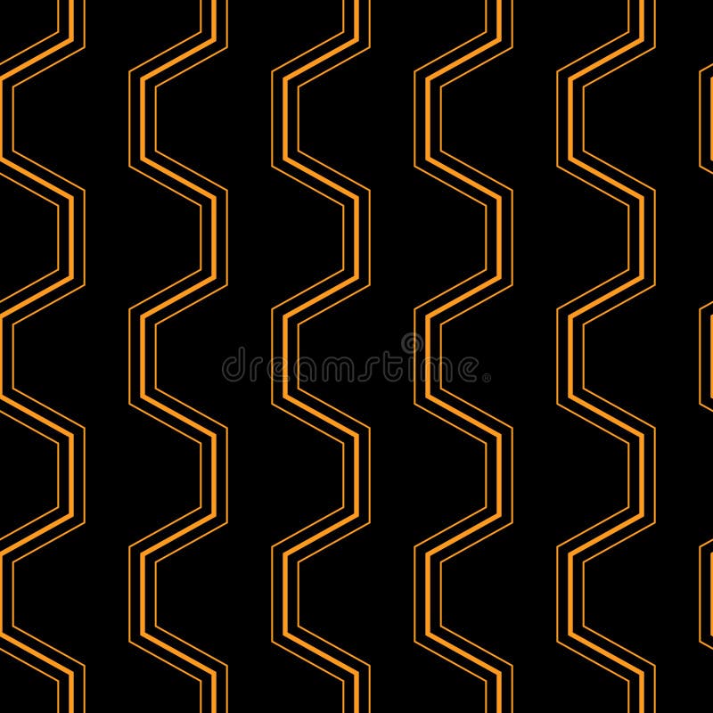 Abstract vector seamless pattern. Hexagonal zigzag geometric pattern. Orange zigzag lines stock illustration