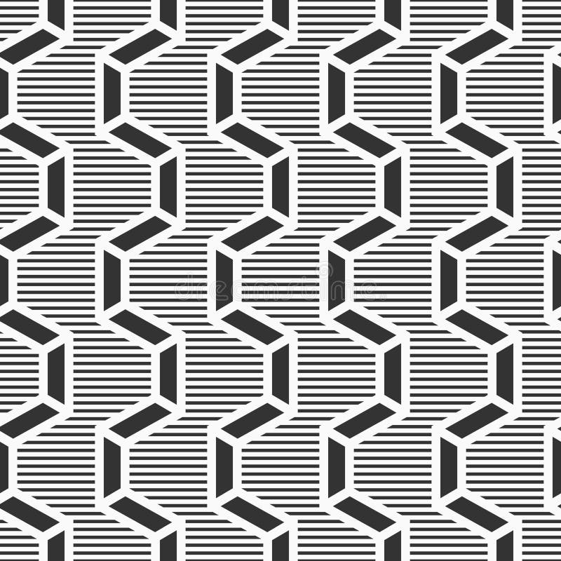 Abstract vector seamless pattern. Hexagonal zigzag geometric pattern with stripes, geometric shapes royalty free illustration