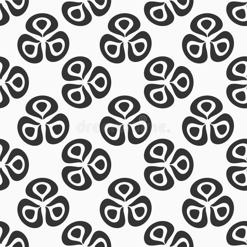 Abstract vector seamless pattern. Simple background with three petals flowers royalty free illustration