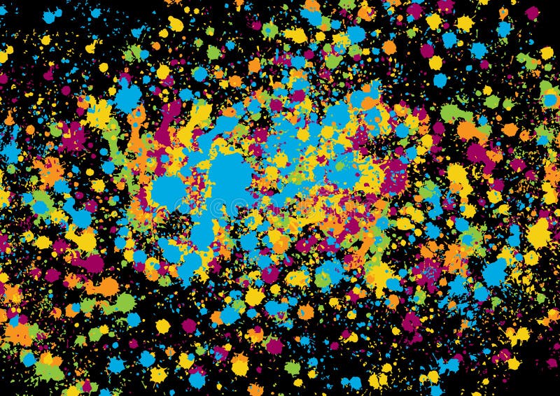 Abstract vector splatter multi color on black color background design. illustration vector design background royalty free illustration