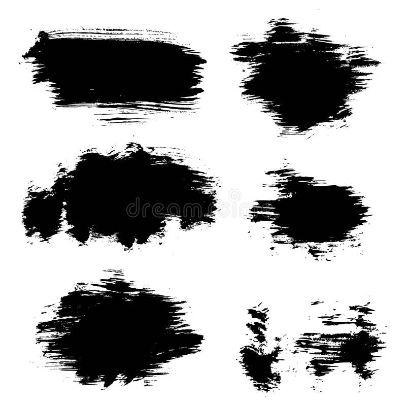 Abstract vector textured handmade black strokes- backgrounds painted by dry brush isolated on a white stock illustration