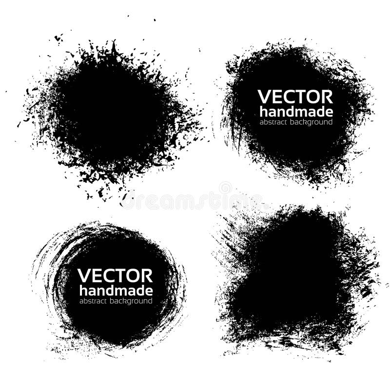 Abstract vector textured handmade black strokes - backgrounds painted by dry brush isolated on a white royalty free illustration