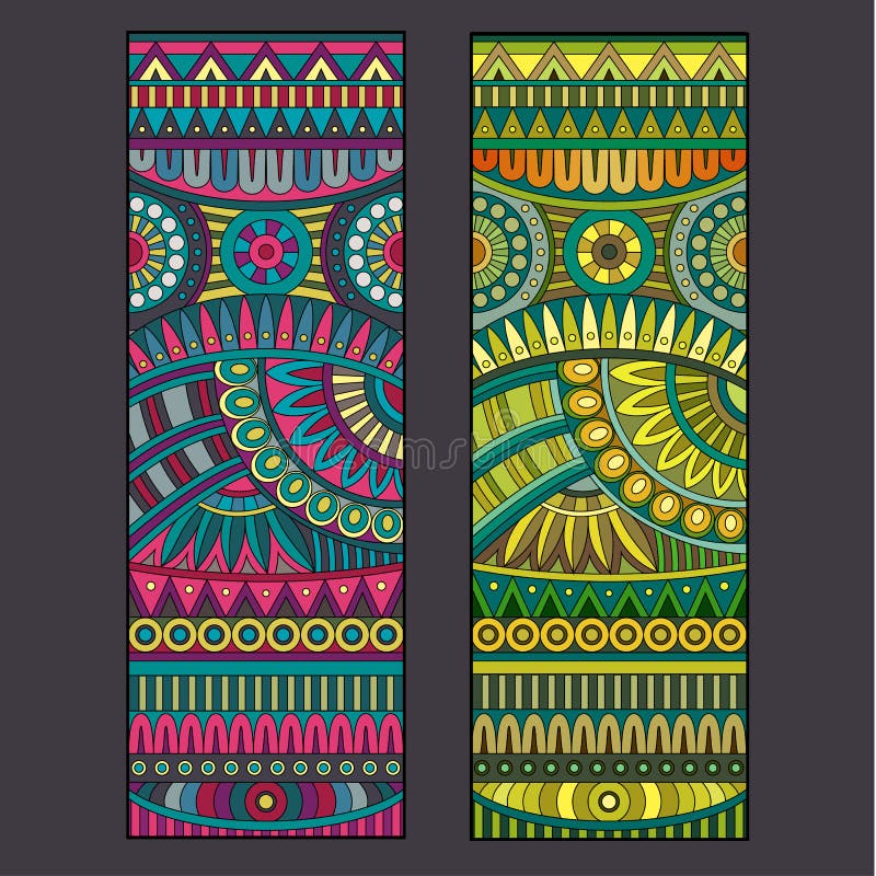 Abstract vector tribal ethnic background set. Two variants of color