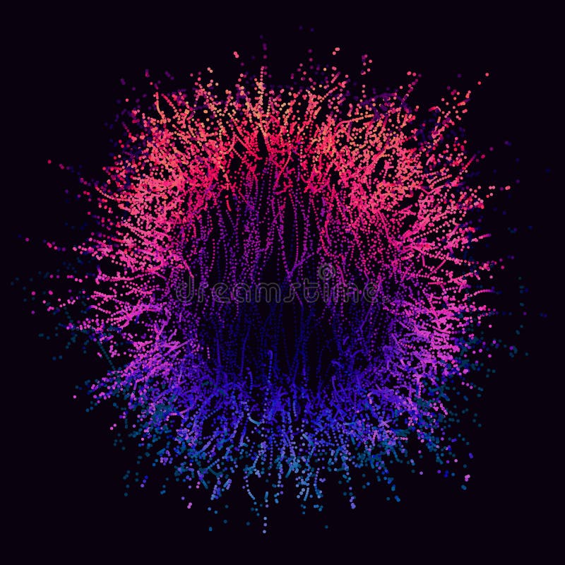 Violet Abstract Binary Wave 3d Big Data Visualization