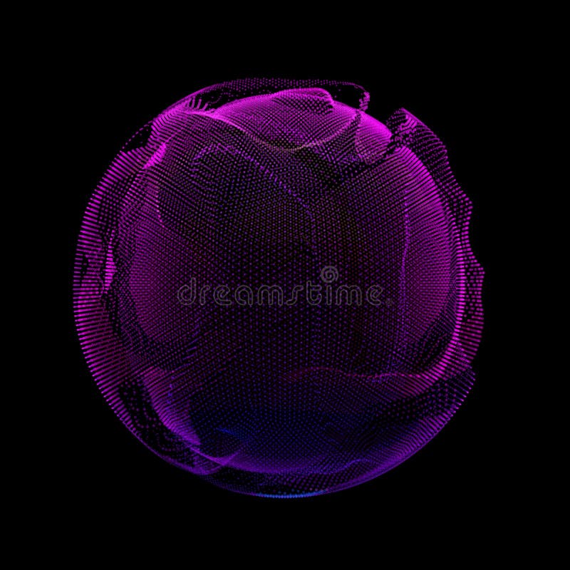 Violet Abstract Binary Wave 3d Big Data Visualization