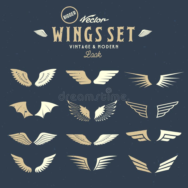 Abstract Vector Wings Big Set, Both Retro and