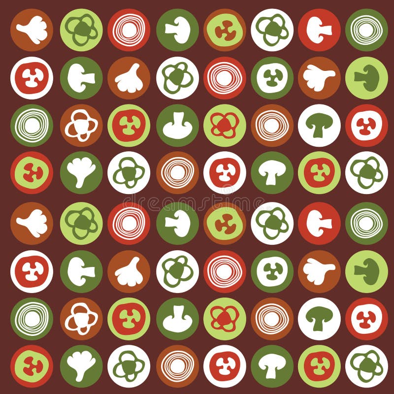 Vector hand drawn vegatable pattern. Symmetrical dots vectors