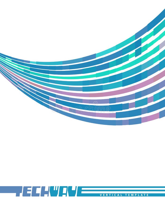 Template with blue, turquoise and purple tech wave. Vector graphics royalty free illustration