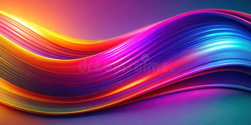 Abstract vibrant color wave design with dynamic flowing lines. Generative AI royalty free illustration